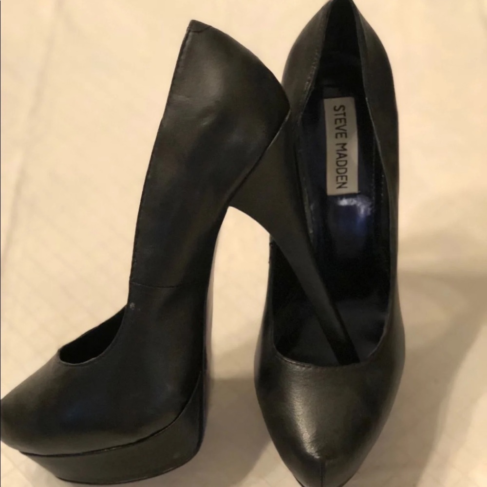 Black Leather Steve Madden Heels